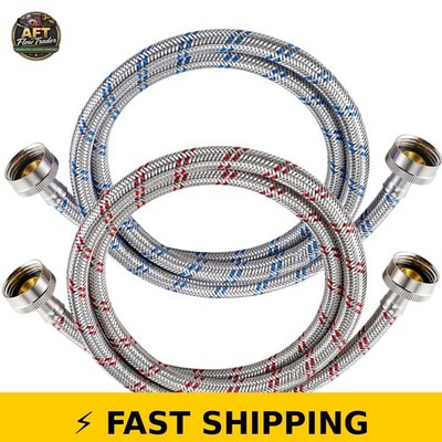 Yejesiy 4 Ft Stainless Steel Washing Machine Hoses - Hot & Cold