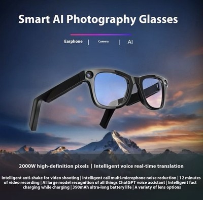 Lusby Smart AI Camera Glasses with Bluetooth and USB Connectivity