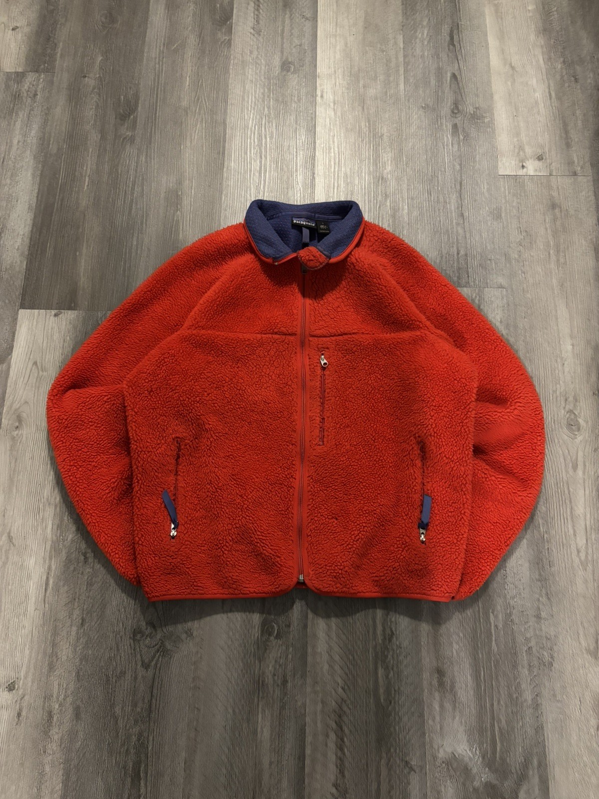 Vintage 90s Patagonia Jacket Mens Large Red Deep Pile Fleece Zip Up Outdoors