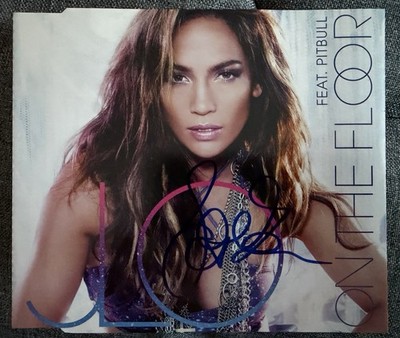 JENNIFER LOPEZ ORIGINAL AUTOGRAMM SIGNIERTE CD-COVER FEAT. PITBULL ON THE FLOOR