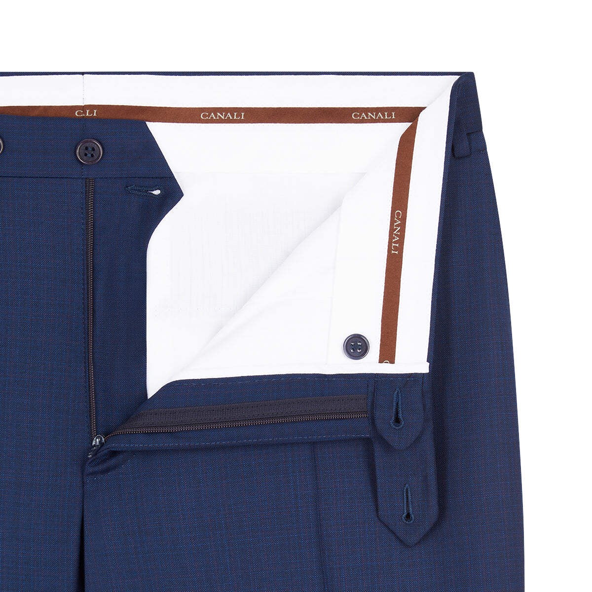 Canali Made In Italy Men's Smart Classic Professional Navy Micro Check Notch Lap image 5