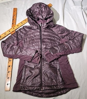 Lululemon Jacket Womens Sz 12 Purple Goose Down For A Run Full Zip Hoodie Puffer