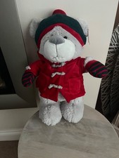 Brand new Card Factory Cuddles Collection Christmas grey bear plush 15” soft toy