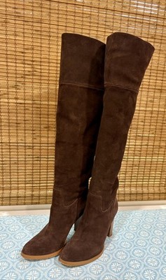 Ladies Michael Kors Regina Over the Knee Boots 6 M Brown Suede High Heel Shoes
