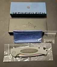 Petrified Fish PF803 Stamp Folding Knife D2 Steel Gray G10 Carbon Fiber Inlay