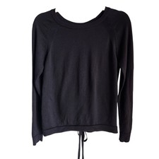 Lululemon Sweater 6 Black Women's Tied To You 100 Merino Wool Long Sl Tie Back