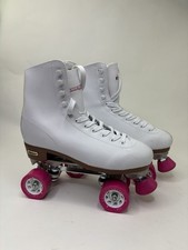 Chicago Skates Womens White Pink Lace-Up Quad Roller Skates Size 10