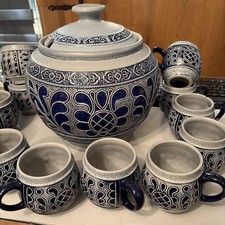 MARZI & REMI Bowle Set Service 12Per.Punschtopf Rumtopf 13 tlg. Steingut W4