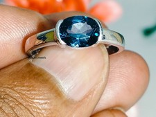 Genuine London Blue Topaz 925 Sterling Silver Topaz Wedding Bridal Handmade Ring