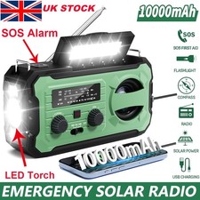 100000mAh Emergency Wind Up Solar Radio Hand Crank FM/AM Power Bank LED Torch