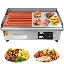 22" Commercial Electric Griddle - 110v 1600W Countertop Flat Top Grill