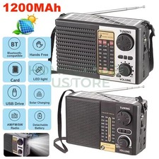 Solar Portable FM/AM SW Radio Digital Bluetooth Speaker MP3 Player Rechargeable