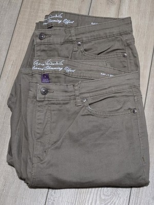 Lot of 2 Gloria Vanderbilt Amanda Jeans Women s 14 Average Tan Khaki Rail...