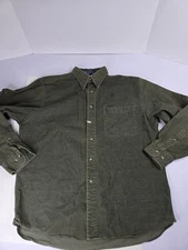 Pendleton Shirt Men Large Green Hunter Cord Corduroy Outdoor Casual 100% Cotton