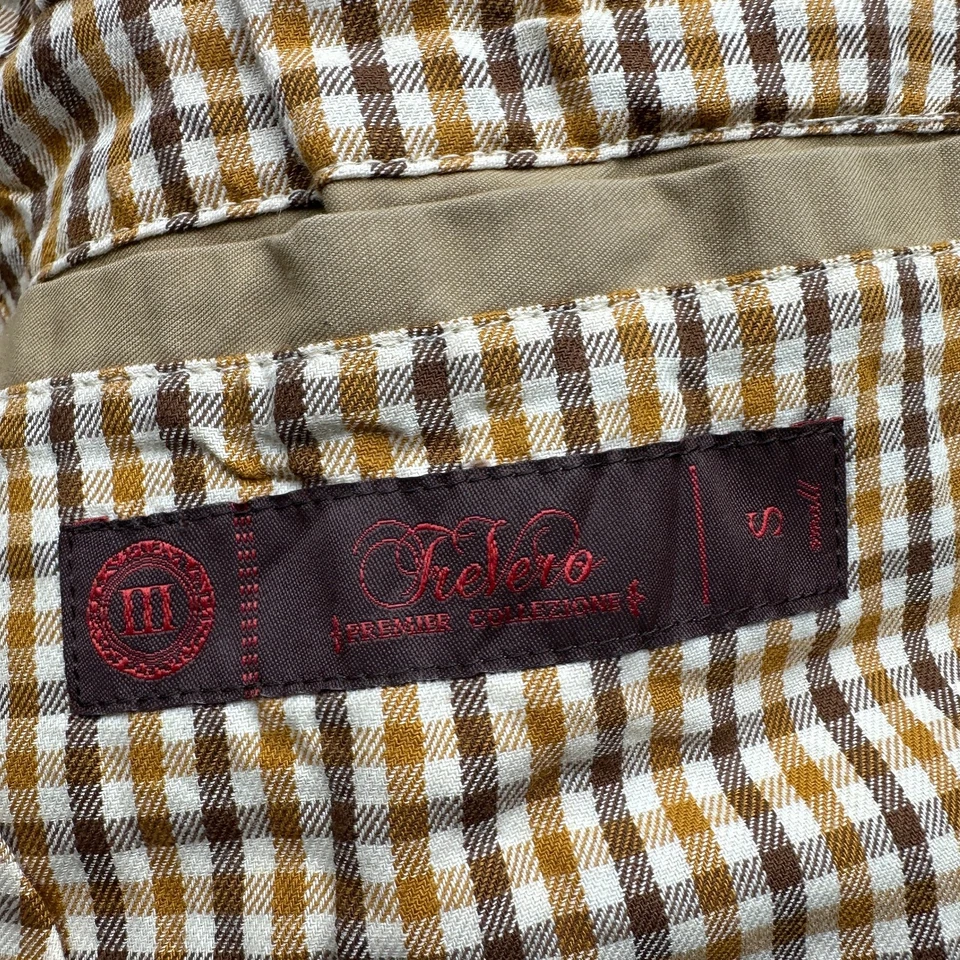 Tre Vero Brown Canvas Plaid Lined Barn Chore Coat Jacket Mens Small Zip Button - Image 3 of 4