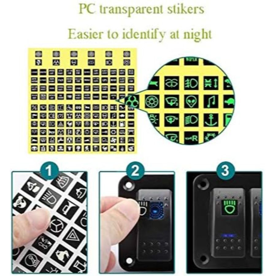 5 Gang Rocker Switch Aluminum Panel with 4.8 Amps Dual USB Rocker Style Fast Cha