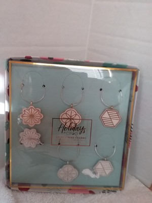 T-j Max. Holiday Set Of Wine Charms Vanilla And Gold Design Nrw