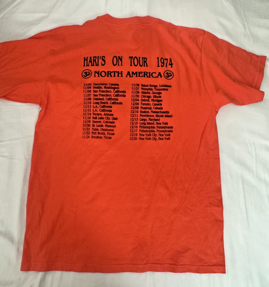 George Harrison 1974 Tour Tee Hari’s On Tour North America Shirt Large Anvil Tag - Image 2 of 4