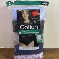 Just My Size Women's 6 Pack Cotton High Waisted Briefs Size 14/6X SEALED