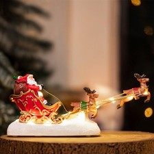 Christmas Santa LED Decoration Sleigh Reindeer Ornament Light Up Xmas Decor