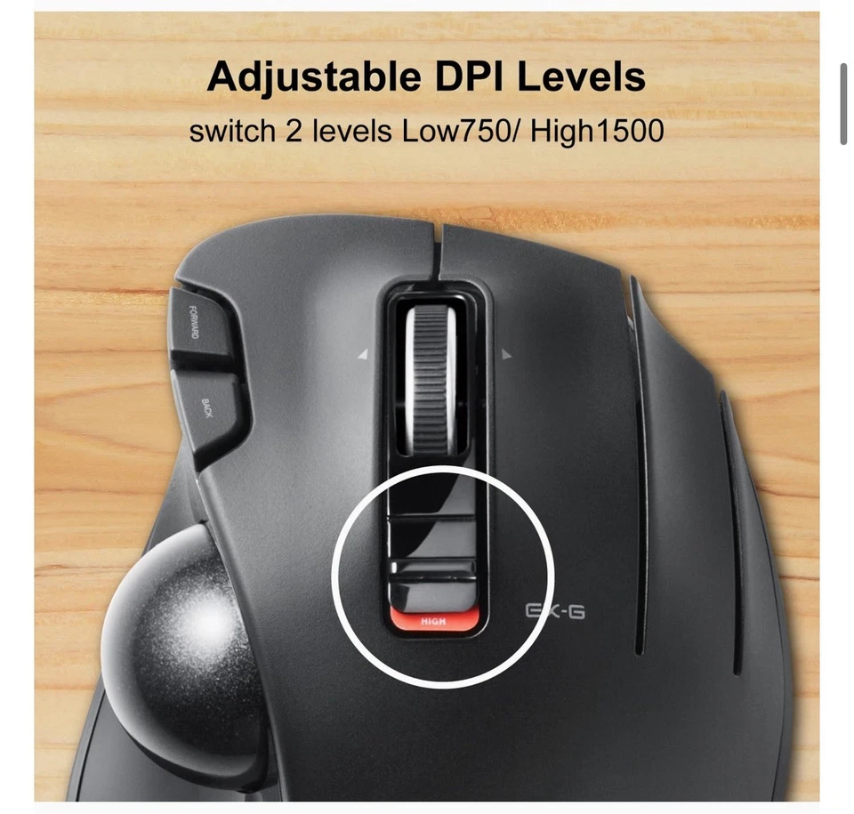 ELECOM EX-G Trackball Mouse 2.4GHz USB Wireless M-XT3DRBK Ergonomic Right Hand - Image 4 of 4