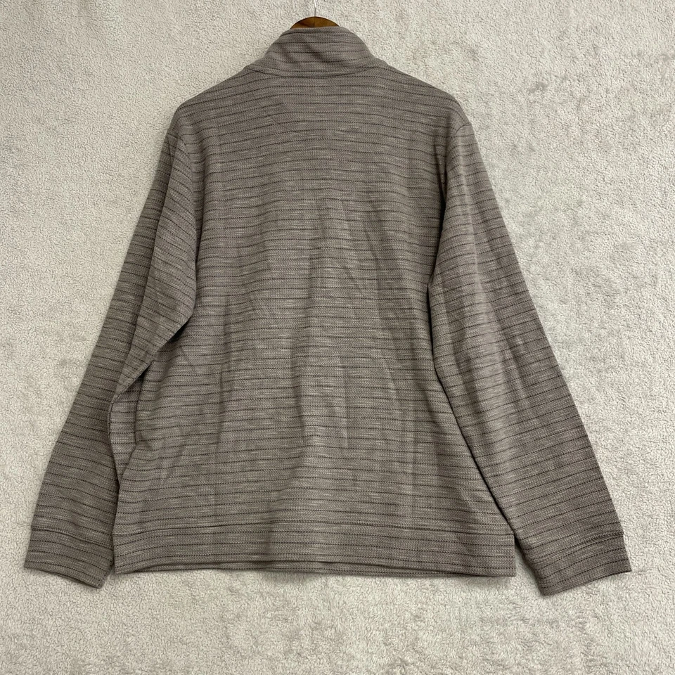 NWOT Dockers Men's Size L Gray Striped 1/4 Zip Pullover Sweatshirt Mock neck - Image 4 of 4