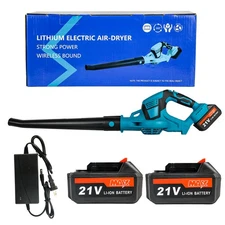 Electric Cordless Leaf Blower Garden Brushless Power Tool 2 Batteries &1 Charger