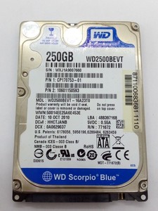WESTERN DIGITAL ***WD2500BEVT*** 250GB*** SATA HDD Notebook 2,5 Zoll #NFP1758