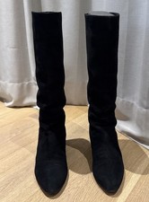 Stivali Jimmy Choo, neri, camoscio, zeppa, numero 40 - OTTIMI COME NUOVI