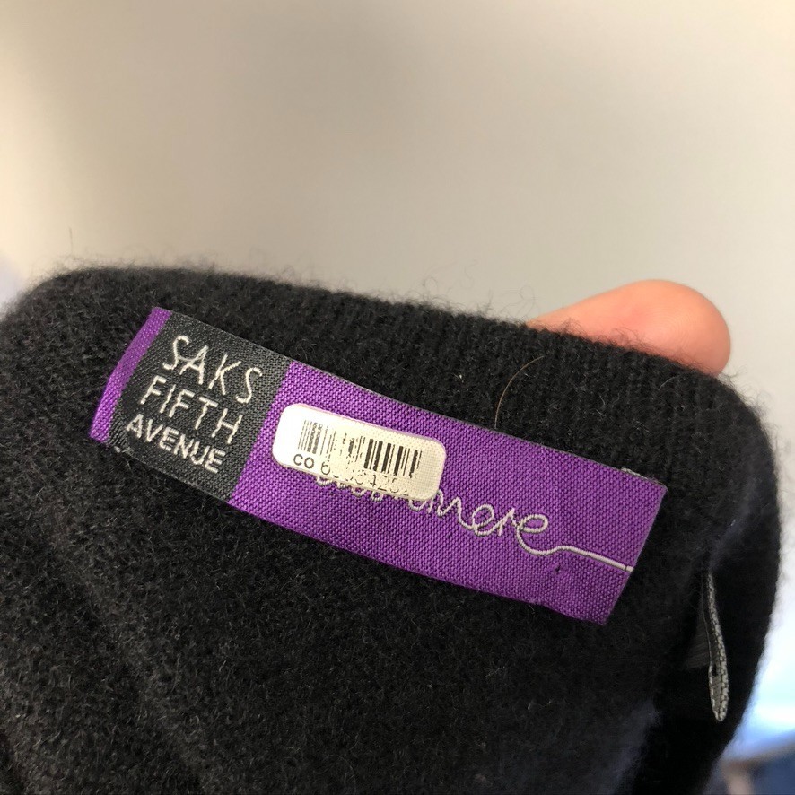 Saks Fifth Avenue Cashmere Sweater Jumper Womens XL Black Ruffle Career