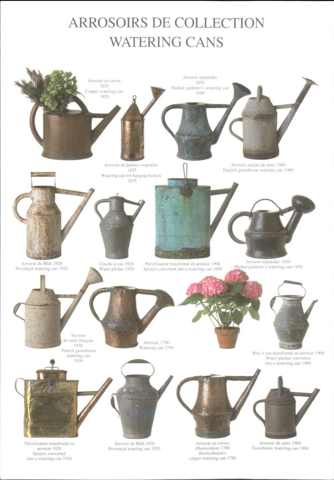 NOUVELLES IMAGES Postcard Watering Cans Collection French Garden PHC 1688