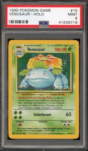 Pokemon Venusaur Base Set Unlimited Holo Rare #15 PSA 9 Mint