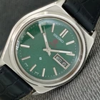 VINTAGE SEIKO EXPO 70 AUTOMATIC JAPAN 7009A MENS GREEN COLOR DIAL WATCH a2618-U