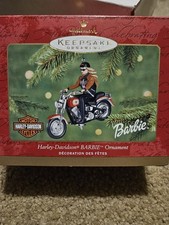Hallmark Keepsake Ornament Barbie Harley Davidson 1990 Fat Boy Motorcycle 2001