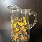 Vintage Pyrex Corning Butterfly Gold Floral Glass Pitcher Ice Lip Grannycore