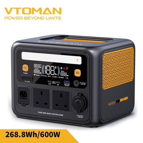 VTOMAN Jump600X Portable Power Station 600W 268.8Wh Solar Generator LiFePO4 Home
