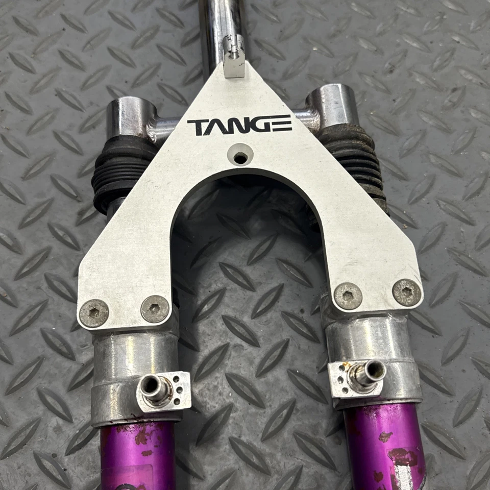Tange Struts Suspension Fork 26" Threaded 1 1/8” Canti Hanger Plate Purple - Image 4 of 4