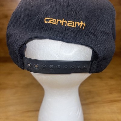Vintage Carhartt Hat Mens Snapback Black Leather Patch Canvas USA