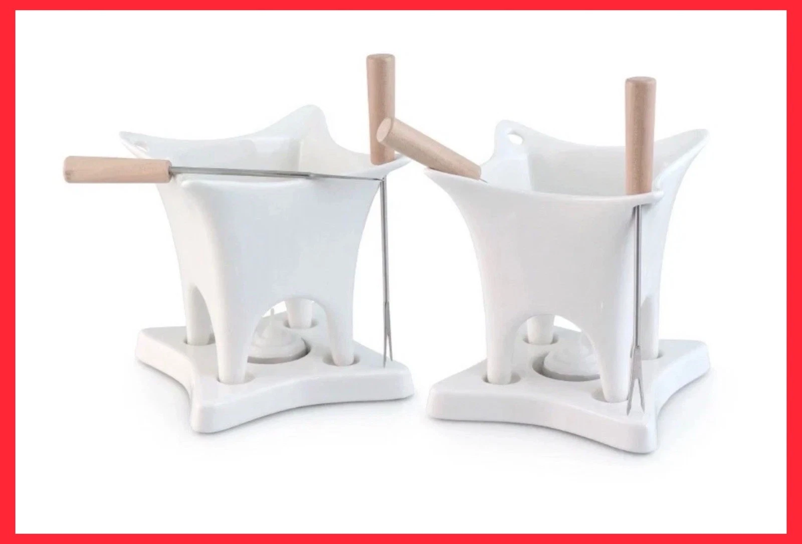 10 Piece 2x Chocolate Fondue Set Melt Bowls & Forks Swissmar Desert Caramel Bowl