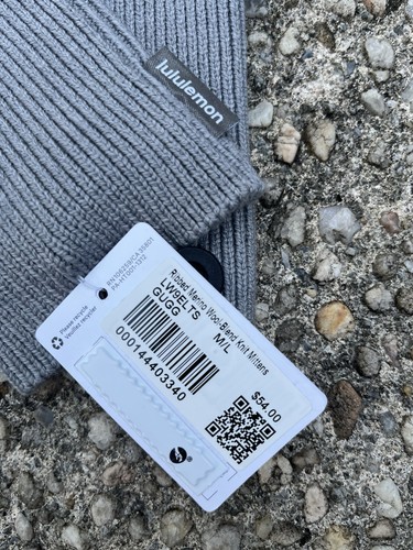 Mitones de punto LULULEMON acanalados mezcla de lana merino para mujer M/L gris gaviota NUEVO $54 - Imagen 2 de 6
