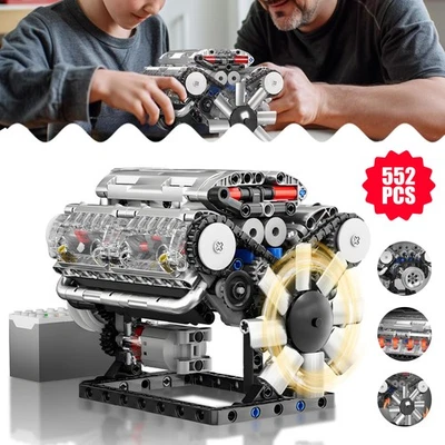 MARKENLOS V8-Motor-Baustein-Set Engine Modellbausatz Klemmbausteine für Erwachsene NEU