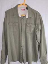 Wrangler brand green long-sleeve western work shirt,