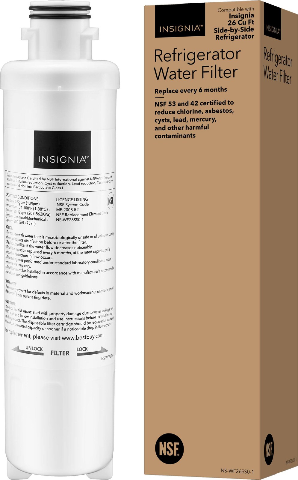 Insignia - Замена водяного фильтра NSF 53 для некоторых моделей Insignia Side-by-Side...