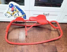 35" Vintage Wood  Metal Rocker Rocking Horse Child Ride On Toy