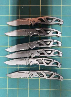 Original Gerber Paraframe Mini Stainless Steel Pocket Knife Serrated ~ 2nd Life