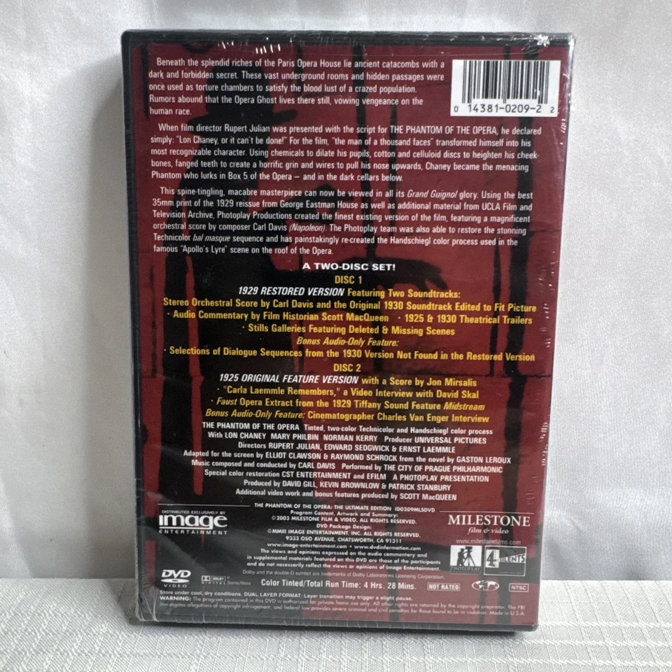 The Phantom of the Opera Ultimate Edition Milestone Collection DVD 2003 SEALED - Image 2 of 4