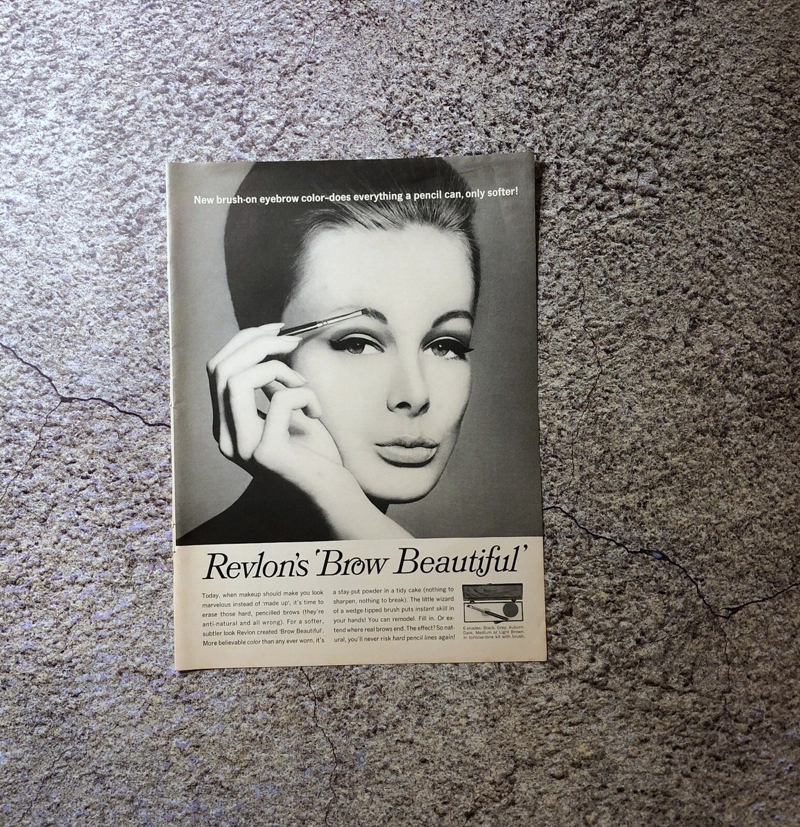 1965 Revlon Brow Beautiful Vintage PRINT AD Makeup Monique 