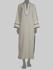 $598 Tory Burch Women Ivory Jacquard Silk Logo Trapunto Cotton Tunic Size S