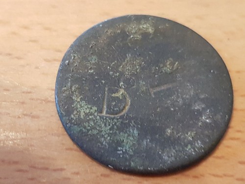 Love token with poignant initials 17/18 hundreds copper coin/token as was. L78y