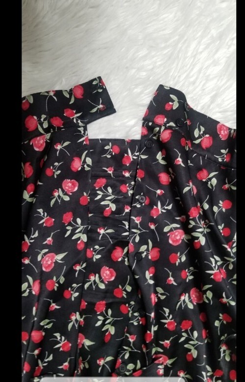 Reformation red roses button down jacket satin si… - image 5